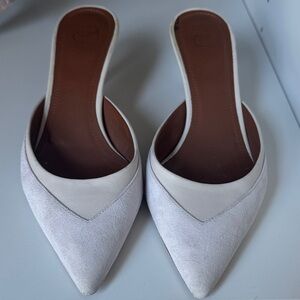 Malone Souliers Pink Suede and Beige Leather Mules